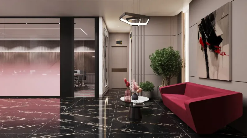 Current office interior, landscape lobby detail