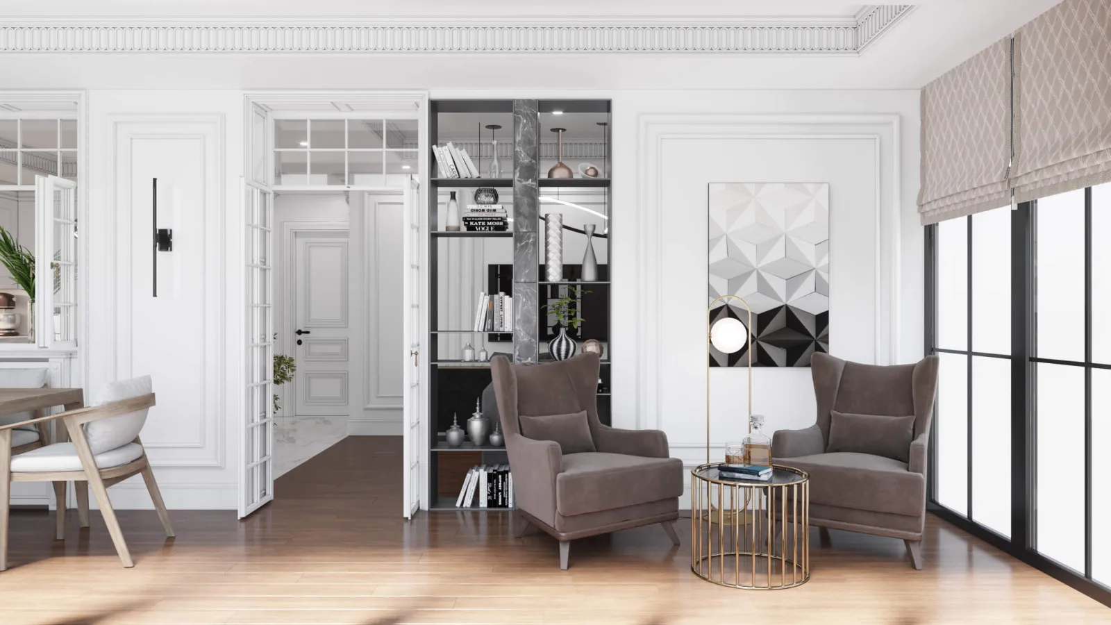 When we move to the right axis of the dining area, we designed the corner—which receives maximum natural daylight thanks to…