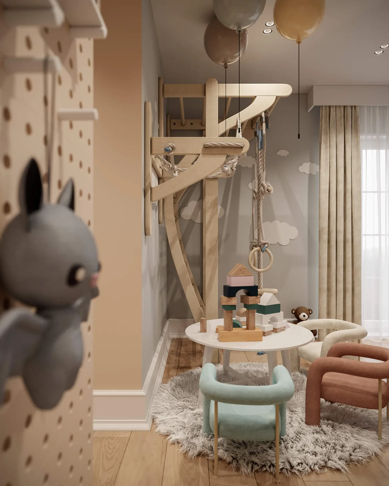 In our children's room projects, we designed dynamic zones where little ones can both enjoy their time and play freely. The…