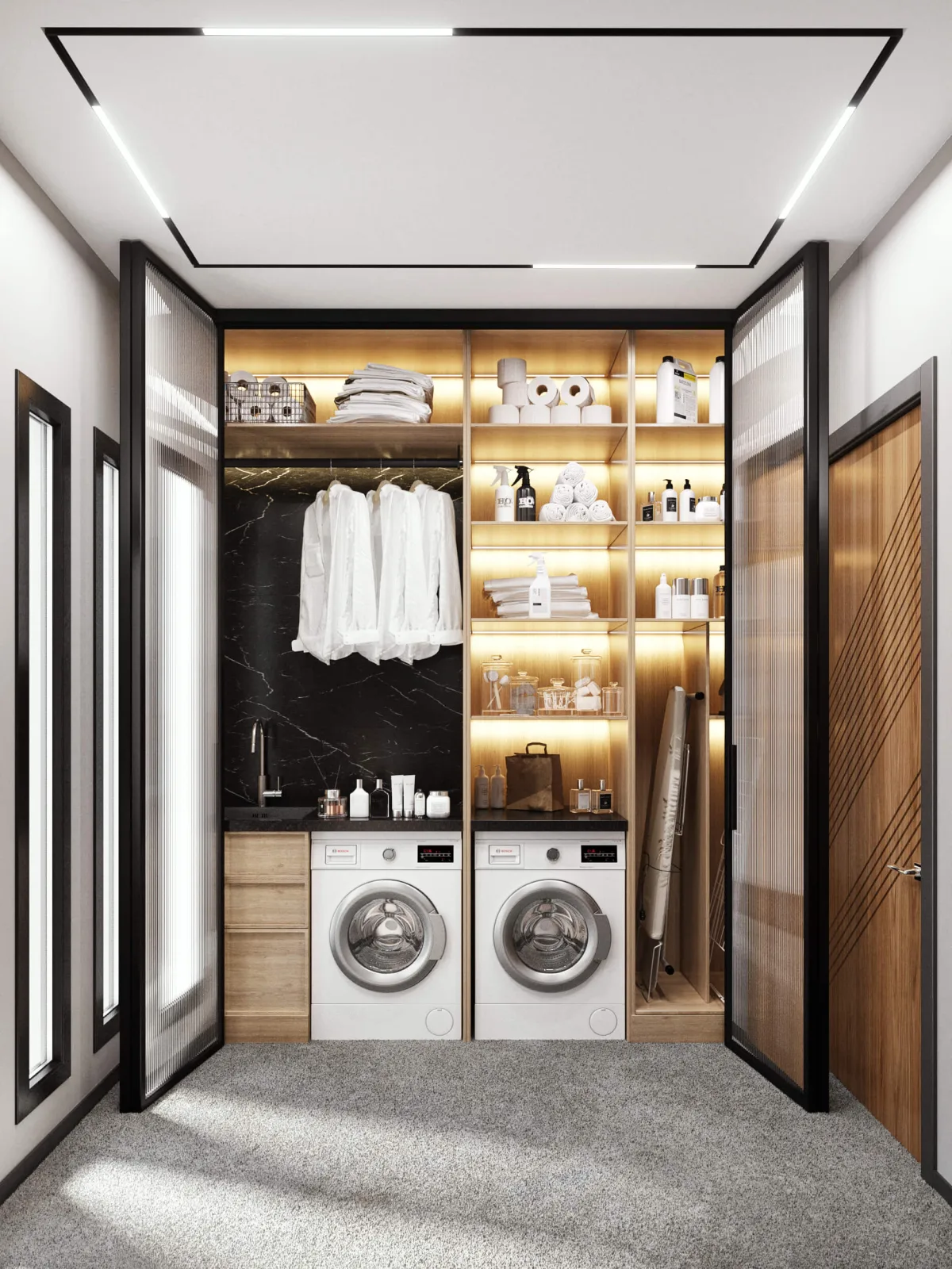 In our laundry room designs, which are part of our complementary space layouts, we always take care to position an…