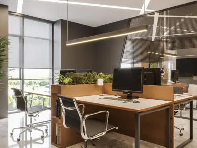 Acting with the awareness that the peace and comfort of office employees accelerate company growth, we crafted our design approach accordingly. We positioned the artificial vegetation elements we designed within the open-plan office as functional space dividers. With this strategic move, we both seamlessly maintained the spatial visual integrity and brought modern office designs to life that maximize our team's work focus.