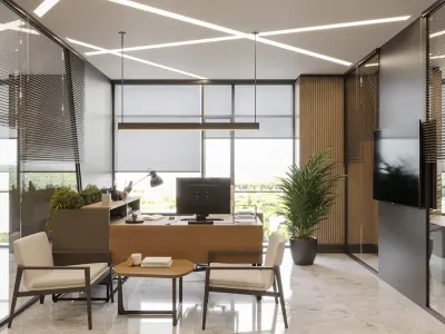 While designing an ergonomic and comfortable working environment in our office projects, we consider lighting elements as one of the most critical parameters. We created a spacious and seamless atmosphere for the team thanks to the tempered glass partition systems with high light transmittance positioned between the spaces. With the fluid-formed ceiling design and innovative cove lighting applications within Pusula Energy in Mahall Ankara, we reflected the dynamic and youthful energy of the brand at the highest level, thus once again highlighting the aesthetic and functional aspects of our turn-key office design discipline.