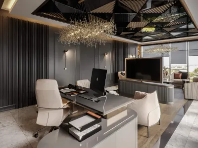 Ensuring that the executive team feels comfortable and enjoys their environment even during the most intense working hours constitutes one of the cornerstones of our operational sustainability. Accordingly, as Umut Gürler Interior Architecture | Ankara Interior Architecture, through our corporate office interior designer approaches, we designed niche and open shelving systems illuminated with integrated light strips where our executive can display valuable objects collected during international travels. Through this special showcase configuration, we ensured that these aesthetic details remain in sight even during busy work hours, bringing the positive emotional state and inspiration revived by travel memories into the heart of the space.