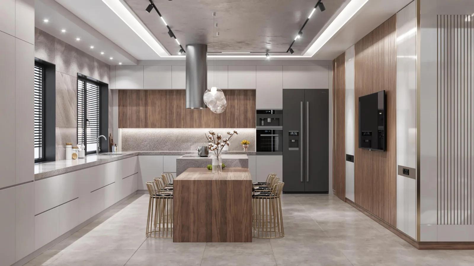 For kitchens, which stand out as the most actively used volumes in residential projects, we always prioritize spaciousness…