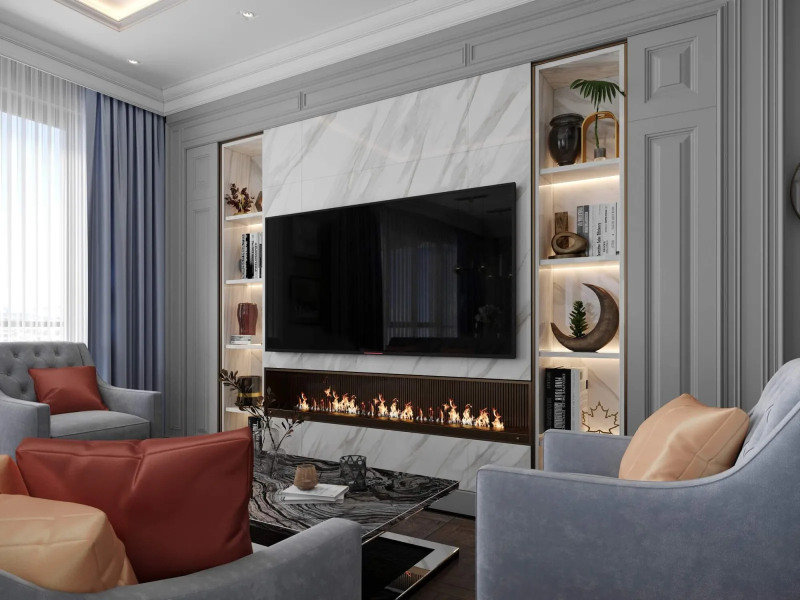 In the living area positioned just beyond our kitchen section, we made strategic decisions to capture an intimate ambiance.…