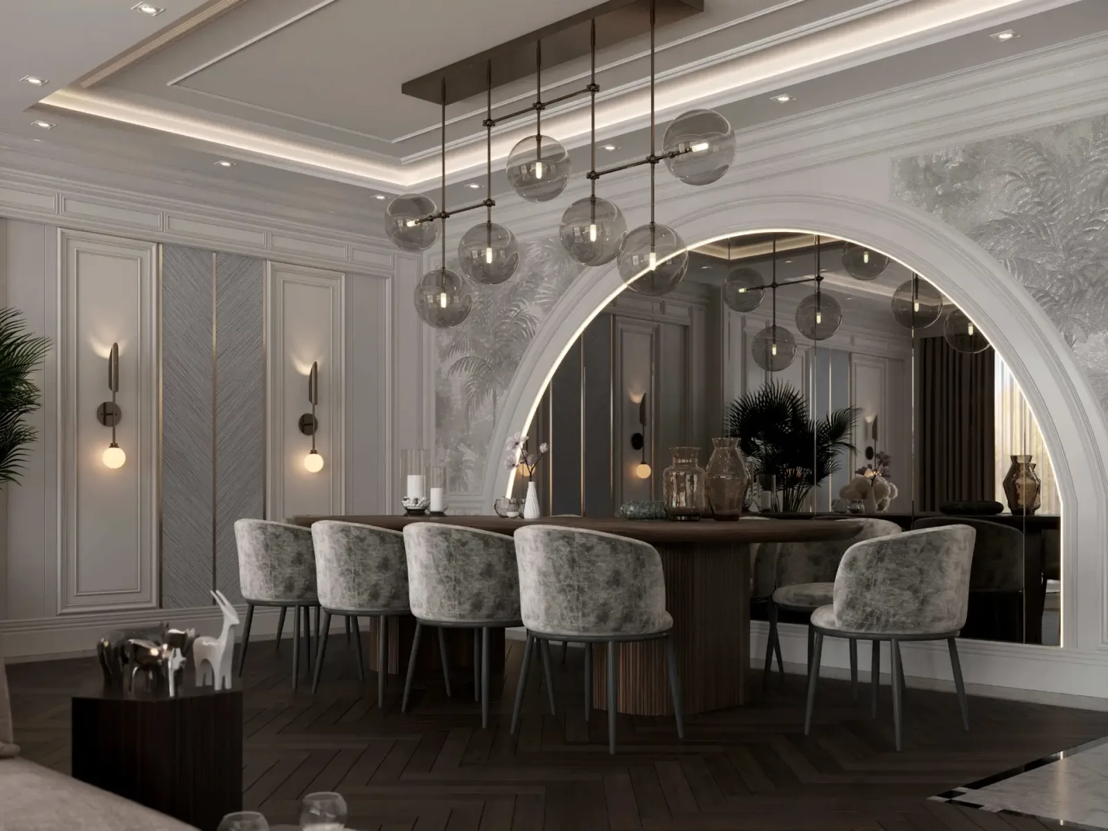 In our dining room project, we elevated gastronomic experiences by creating a focal point in the space with the suspension…