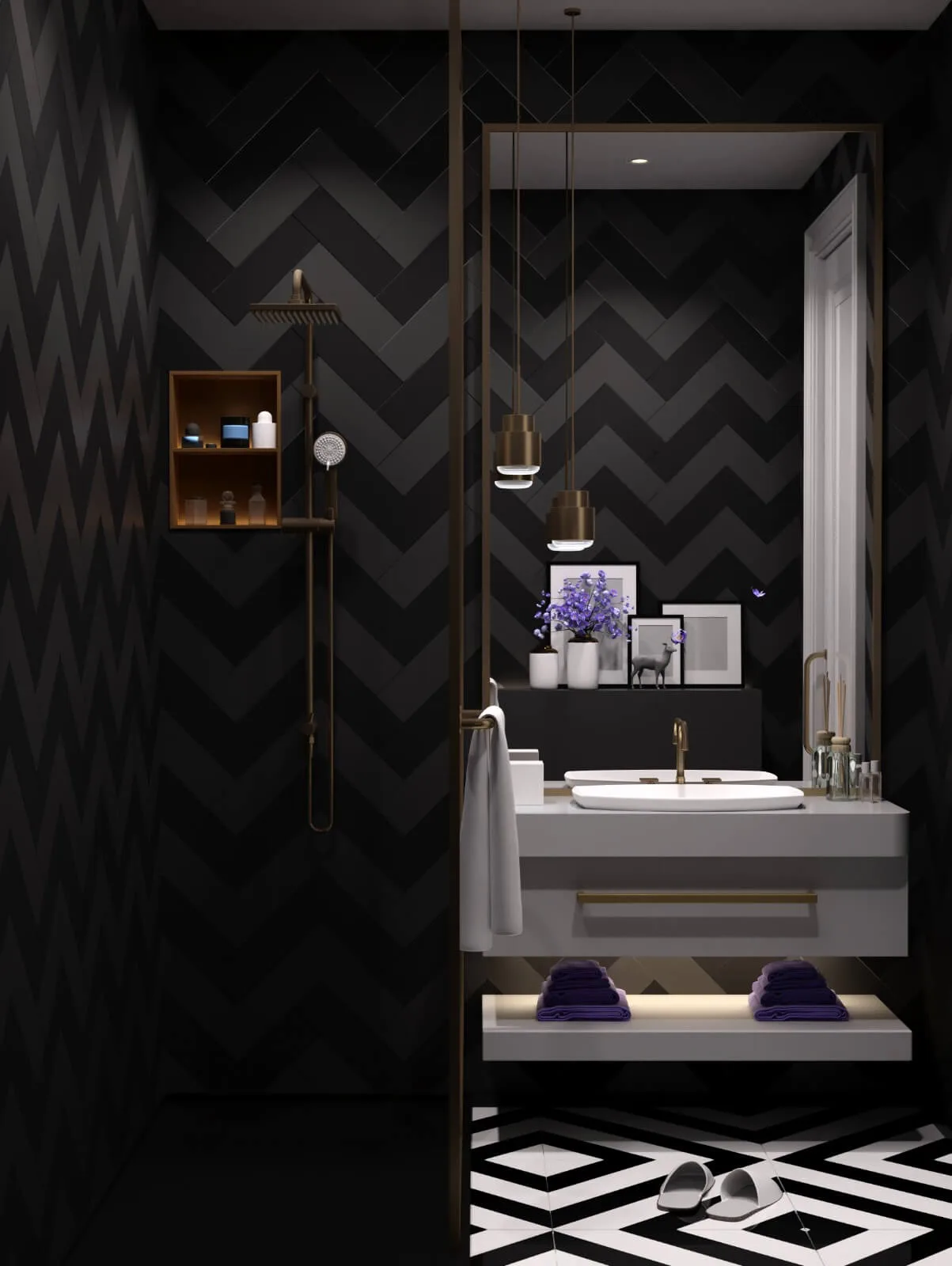 By keeping user expectations in focus, we designed a modern bathroom dominated by dark tones of black, gray, and white. We…