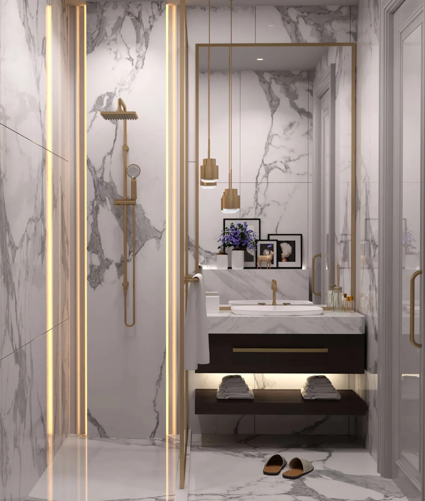 The crucial thing in this bathroom with elegant aesthetic and luxurious details, was the planning. We achieved visual…