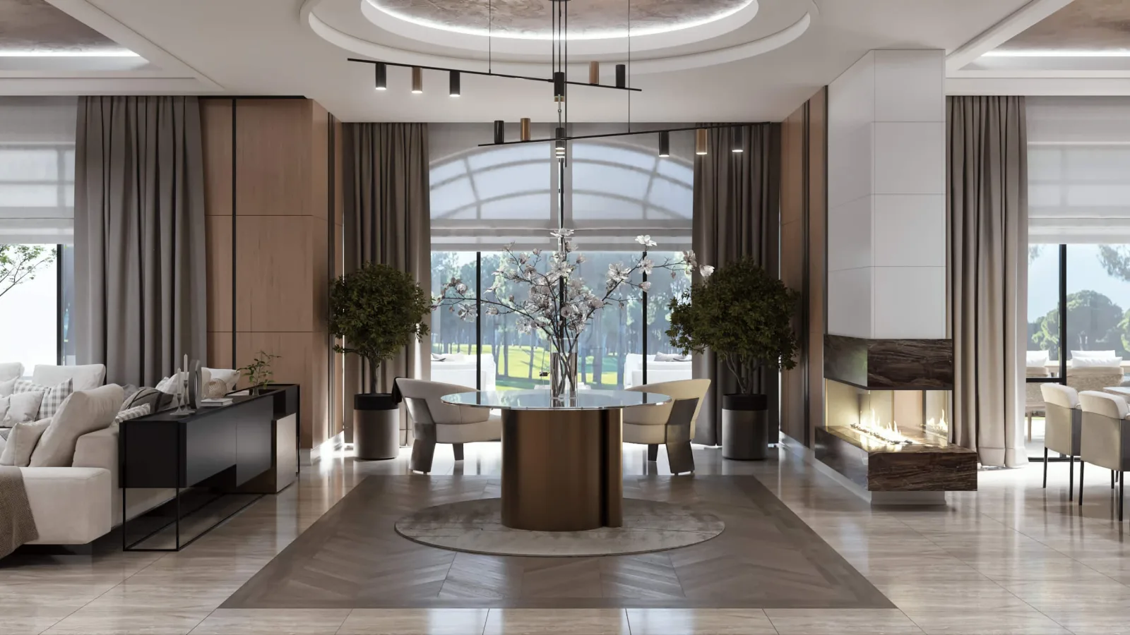 The forms of the windows we preferred, the lines of the desks, and the details in the ceiling design clearly validate this…