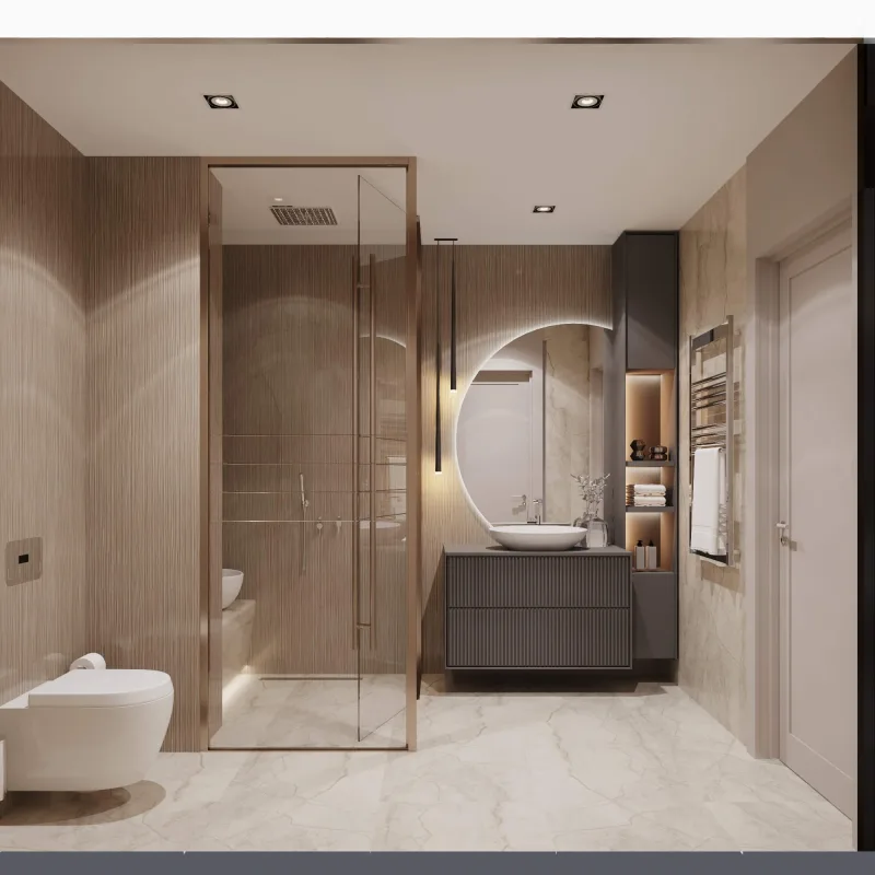 Banyo mekanımızın tasarım kurgusunda arzu ettiğimiz arınmış ve dingin atmosferi yakalayabilmek adına ekseriyetle açık renk…