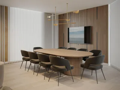 Makam odası kurgumuzda, stratejik görüşmeler ve profesyonel sunumlar gerçekleştirebilmek adına, üst düzey konfor sunan ergonomik sandalyelerle zenginleştirilmiş, kullanıcı kapasitesine tam uyumlu bir toplantı alanı tasarladık. Dijital sunumlar ve entegre telekonferans sistemleri için kesintisiz bir altyapı oluşturarak görsel-işitsel ekipmanlarla donattığımız bu mekanda, mekanın ambiyansını yukarı taşıyan sarkıt aydınlatmalar ve gün ışığından maksimum faydalanmamızı sağlayan mimari detaylar kurguladık. Gençkaya A.Ş. için hayata geçirdiğimiz bu projeyi, sektördeki lider konumumuzu pekiştirerek anahtar teslim ofis tasarımı kapsamında başarıyla tamamlamış bulunuyoruz.