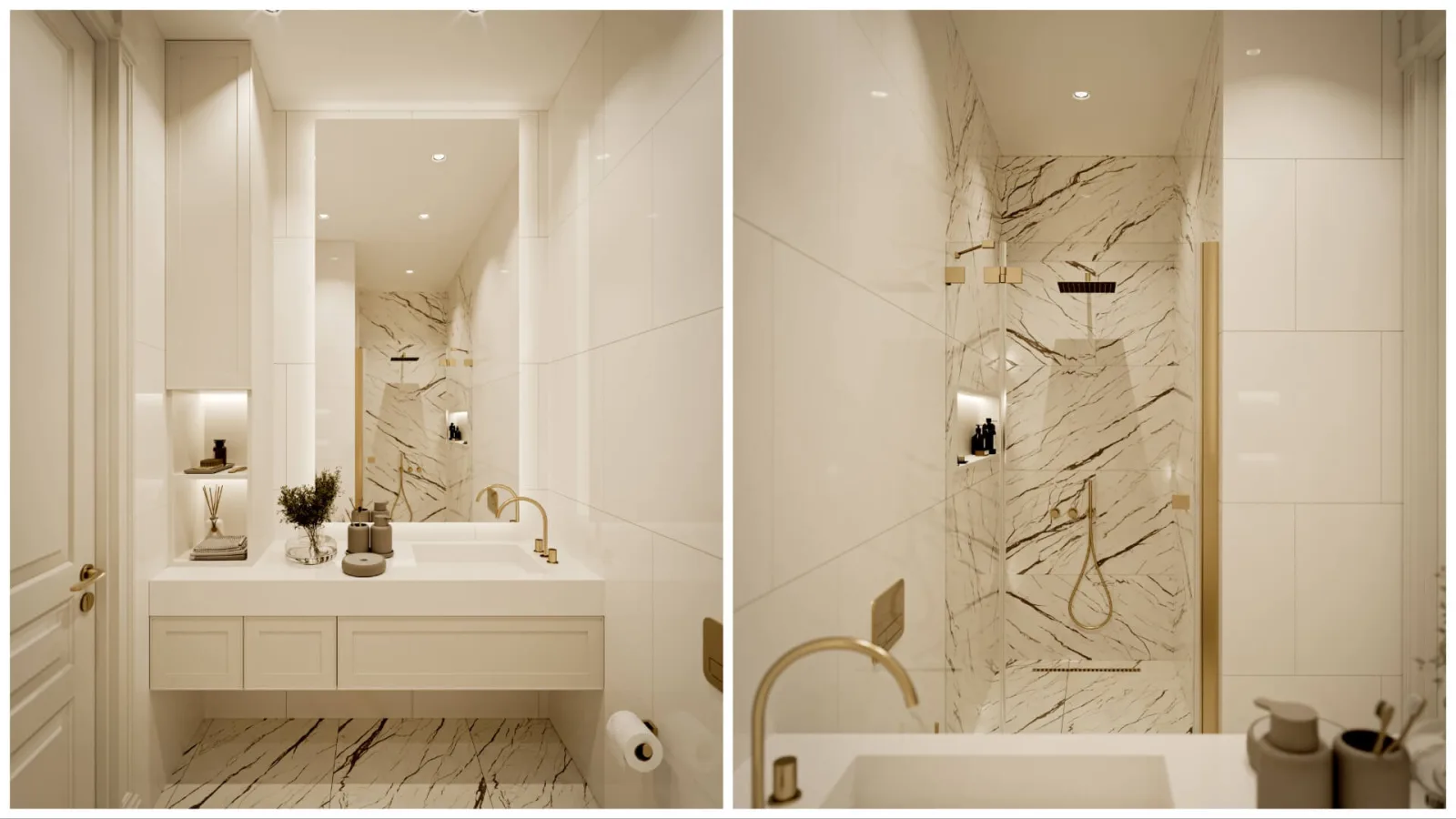 In this bathroom design embracing utterly simple lines, we have brought depth and a striking focal point to the space by…