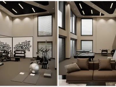 In this space with high ceilings, we blended baffle ceiling systems with organic lines. Thus, while making the volume feel much more balanced, we created an extremely striking aesthetic in the room. At the same time, we provided this large volume with a high level of acoustic absorption capability. Through large window openings, we transformed the space into a completely airy form and integrated it with the magnificent sea view. We created a special atmosphere where our visitors can spend pleasant and comfortable time in this room, which we designed within the standards of luxury residential interior designer, without losing their connection with the outside world.
