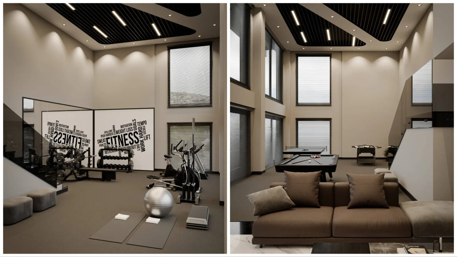 In this space with high ceilings, we blended baffle ceiling systems with organic lines. Thus, while making the volume feel…