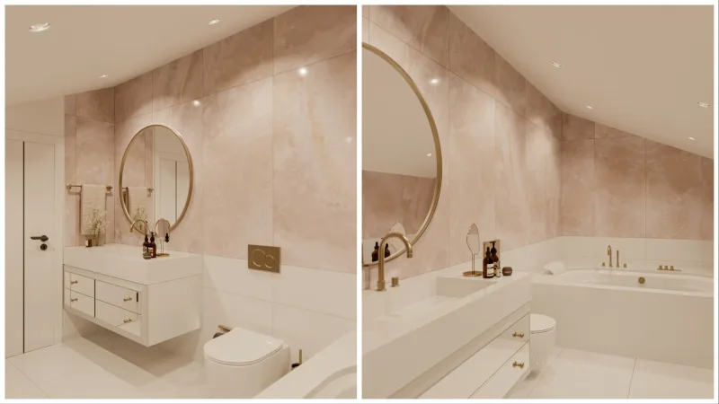 Modern ve sofistike çizgilerle kurguladığımız bu lüks banyo projesinde, kullanıcılarımızın günün yorgunluğunu atabileceği…