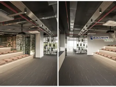 In our modern office designs approach adopted in our office projects, while open ceiling concepts provide both volumetric spaciousness and contemporary aesthetics, we achieve maximum flexibility in technological infrastructure integration with pendant lighting fixtures and concealed light band details. Thanks to this arrangement, we elevate inter-team collaboration and spatial adaptability to the highest level, designing highly functional and motivating interiors for employees. Observing the flawless harmony that blends aesthetics and functionality in these dynamic spaces we design serves as a distinct source of inspiration for us.