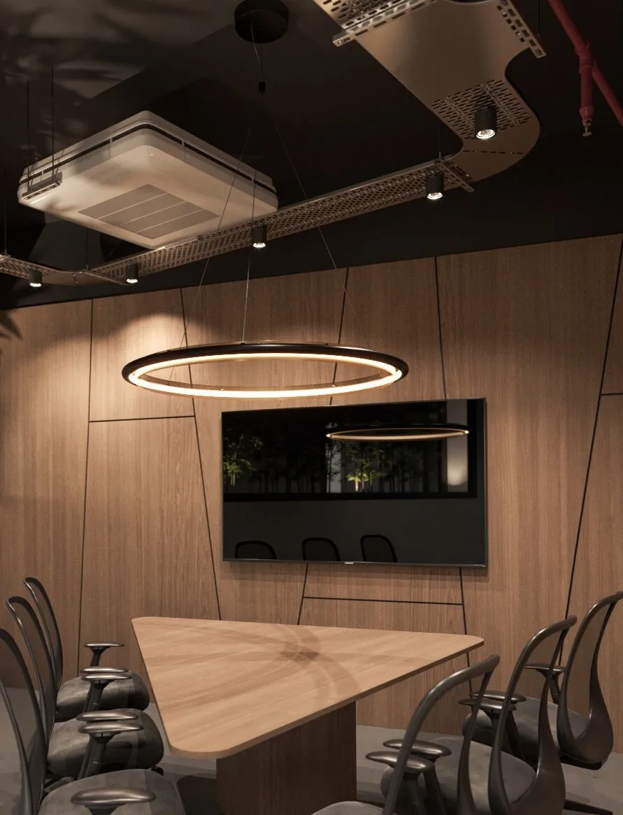 While designing the triangular meeting room, we leveraged the extraordinary lines generated by the geometric setup and…