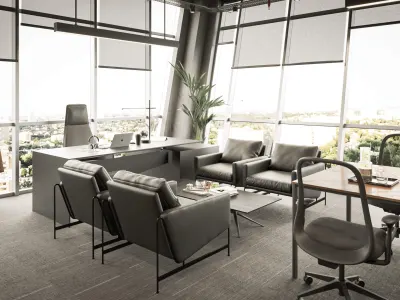 In our executive office projects, we curated a sophisticated atmosphere by bringing together noble and warm design elements that evoke a sense of timeless elegance. As Umut GÜRLER Interior Architecture, we endowed the space with a distinguished character through tasteful details such as high-quality wood veneers, ergonomic and comfortable upholstered furniture, acoustic solutions, and concealed light bands that add depth to the interior. With all the material and texture combinations we preferred during the design process, we have achieved a prestigious ambiance that goes beyond expectations in executive office decoration.
