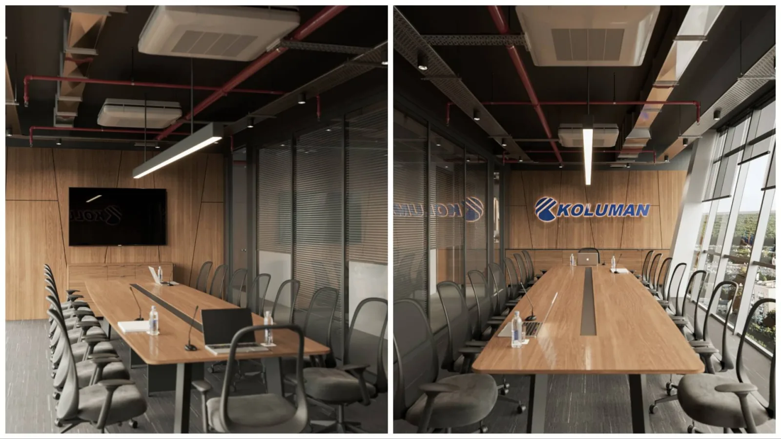 As the Umut Gürler Interior Architecture team, while designing the expansive boardroom, we incorporated exposed ceiling…