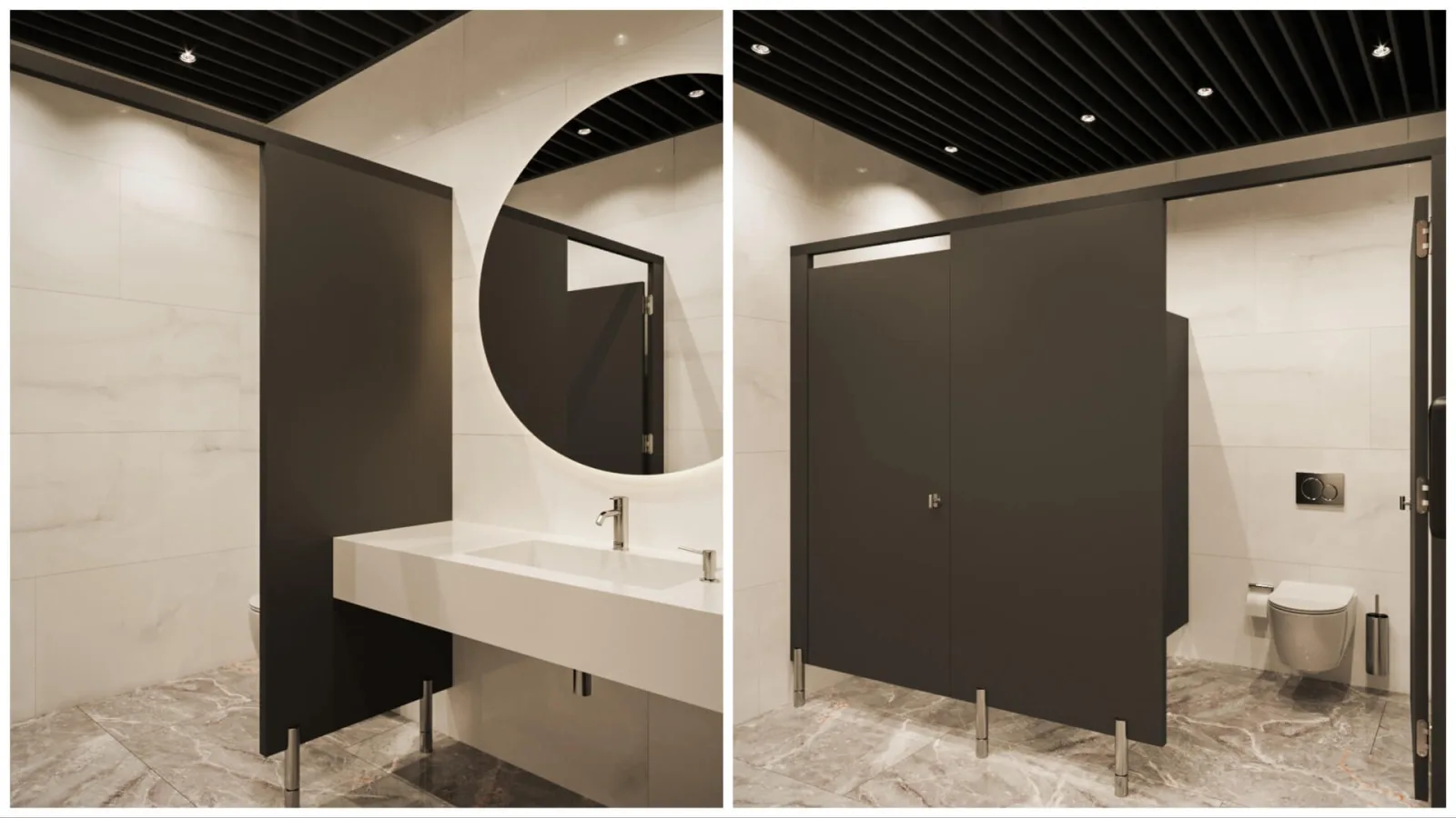 In our public restroom layouts, we maximize both hygiene and visual elegance by integrating high-quality sanitary ware,…