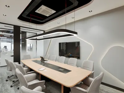This meeting room, which we designed for the Davinci Energy office, offers an ideal atmosphere for strategic discussions with high efficiency. Our guests experience an extremely comfortable and relaxing environment within the space. Furthermore, the semi-open ceiling concept combined with concealed light strips, featuring modern lines and prioritizing functionality, plays a critical role in enhancing the effectiveness of meetings; in this context, we have reflected our professional interior design approach at the highest level.