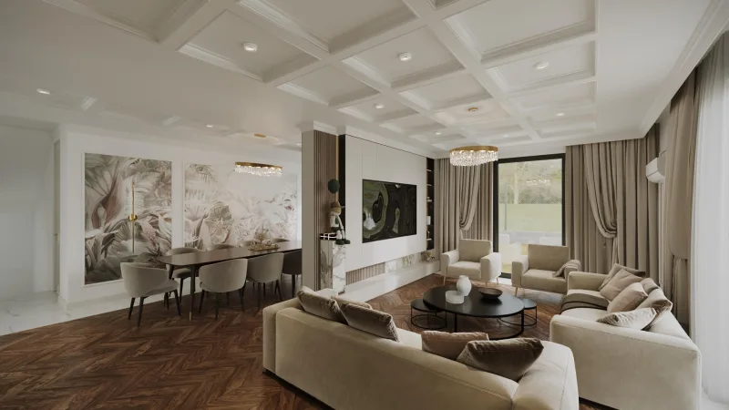 To flawlessly meet our client's expectations, the living room was crafted to merge elegance with ultimate comfort.…
