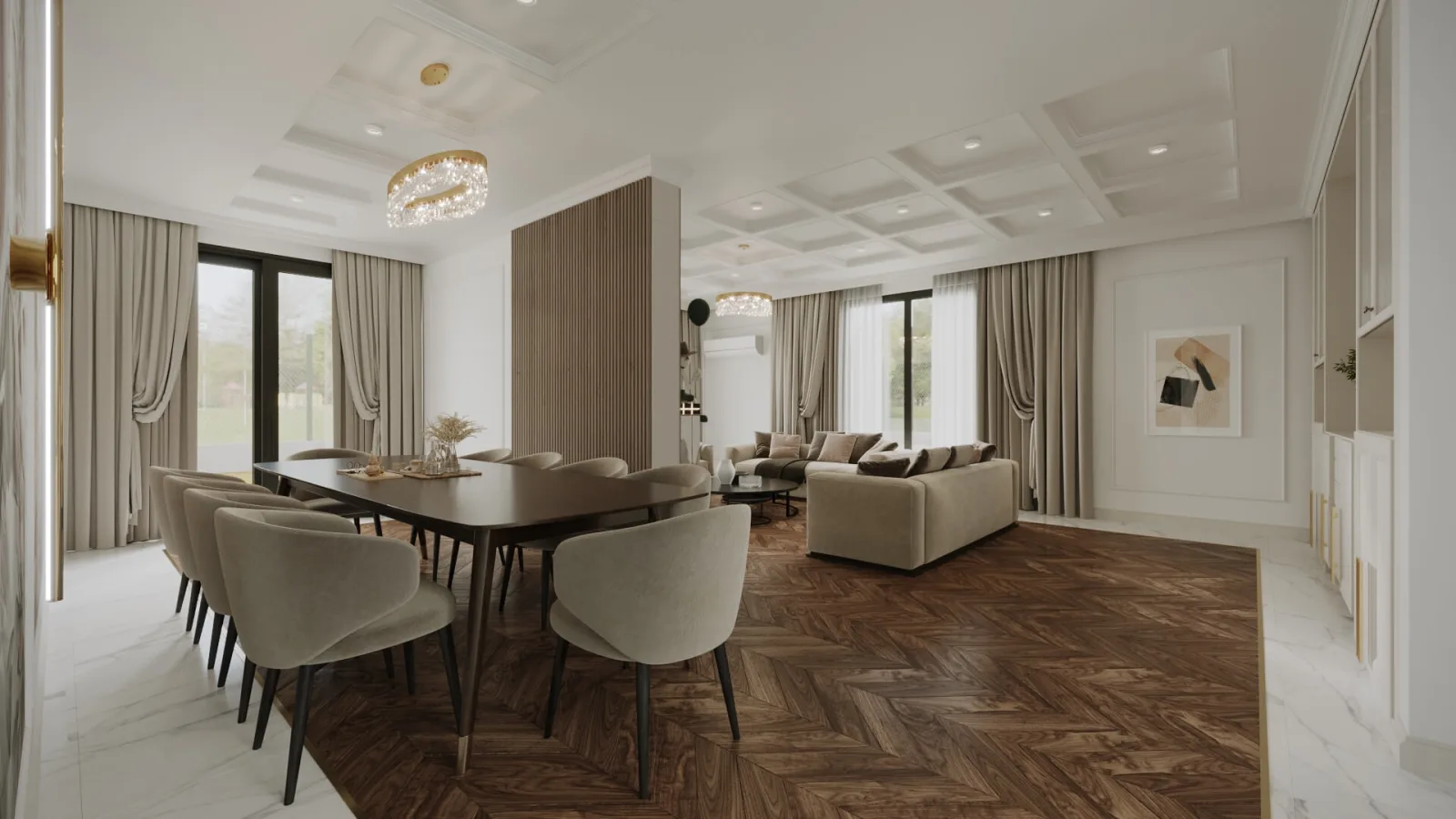 By incorporating warm wooden floors, we aimed to invite nature's grace indoors, while establishing a sophisticated aura…