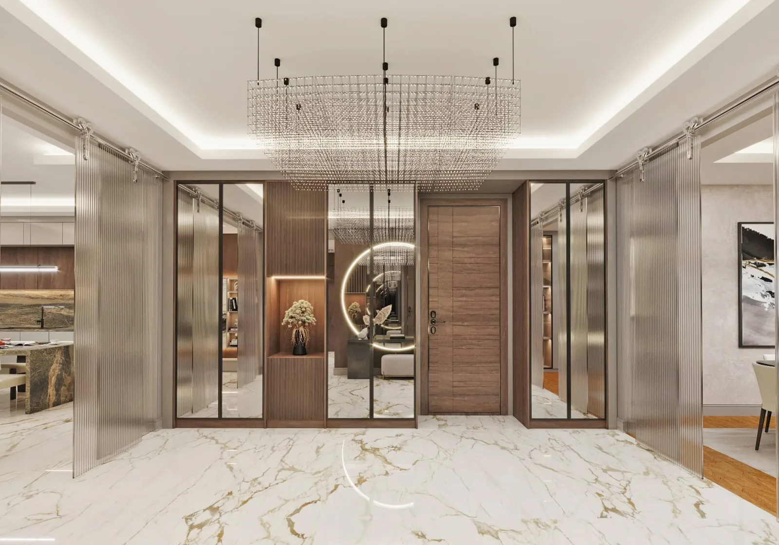 During our design process, we positioned wood-veneered cabinetry systems as primary elements to bring a natural warmth to…